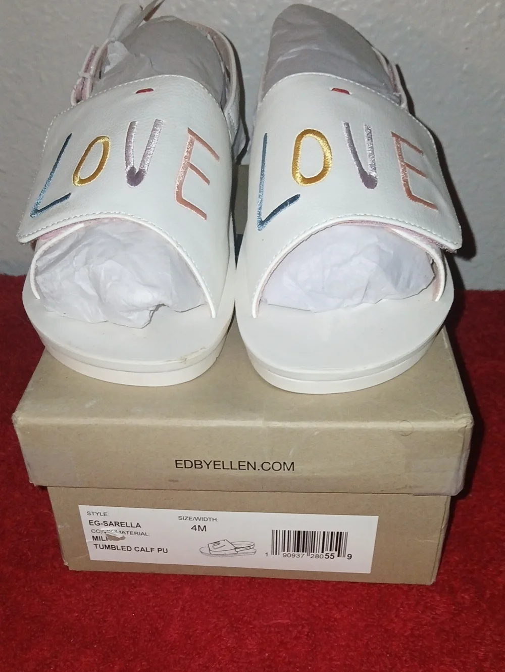 Kids White 'LOVE' Slide Sandals